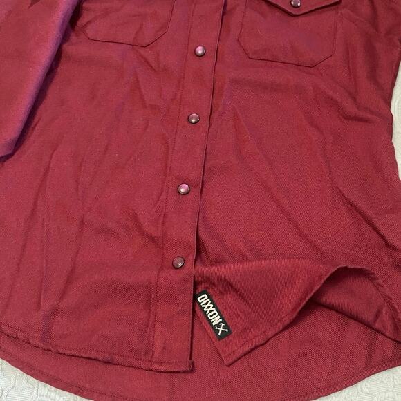 Dixxon Bordeaux Flannel Women’s Size Small Pearl Snap Barncore Biker punk fall - Picture 7 of 10